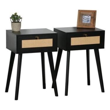 Imagem de Conjunto De Mesa De Apoio 2 Unidades Madeira Preta - Just Home Collect