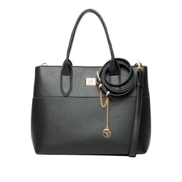 Imagem de Bolsa Feminina Rafitthy Tote Média Alça Removível Preto, Preto, Único