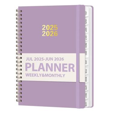 Imagem de Agenda acadêmica 2025-2026, calendário semanal e mensal (julho de 2025 a junho de 2026), agenda de estudantes escolares de capa dura com abas, ideal para material de escritório escolar, A5 (16 cm x