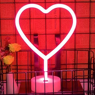 Imagem de AQY Placa de neon, luz noturna de néon LED, operada por USB, sinais de néon para decoração de quarto de festa de casamento (coração vermelho)