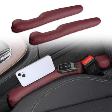 Imagem de Middrivr 2 peças de enchimento de lacunas de assento de carro, organizador de bolso lateral de console de couro PU, acessórios interiores de carro preenchem a lacuna entre assento e console, universal
