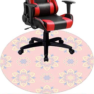 Imagem de Tapete de cadeira de escritório com flores, textura de flor, tapete de cadeira de mesa para piso de madeira de escritório em casa, protetor de piso de pilha baixa, redondo 119 cm