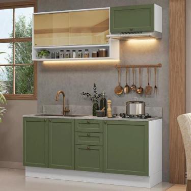 Imagem de Armário de Cozinha Completa 180 cm Vik Madesa 05, Branco/Verde