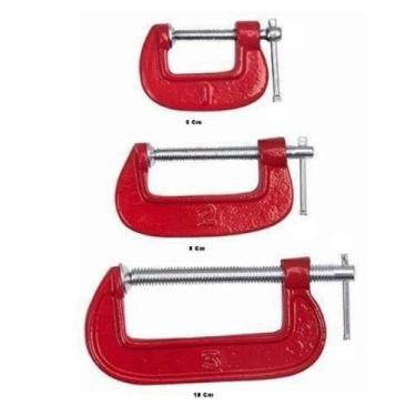 Imagem de Kit Grampo C 1, 2, 3 Sargento Ferro Nodular Jogo 3 Peças - Idea