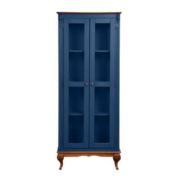 Imagem de Cristaleira 2 Portas Vidro Madeira Versalhes Azul Petróleo - Belle Hou