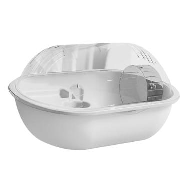 Imagem de Baoblaze Gaiola para hamster anão, exercício, esconderijo, ventilação, capa transparente, roda de corrida, casa para animais pequenos, ratos ouriços, Cinza