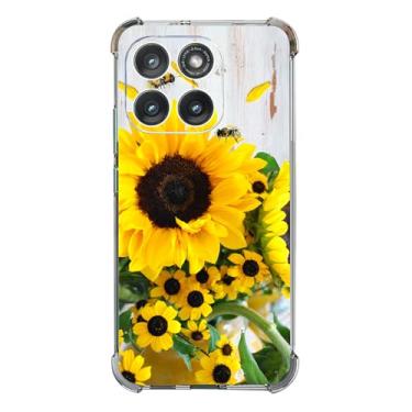 Imagem de Beaucov Capa para Motorola Edge 2025, proteção contra quedas de abelha de girassol à prova de choque TPU capa protetora de corpo inteiro resistente a arranhões para Motorola Moto Edge 2025