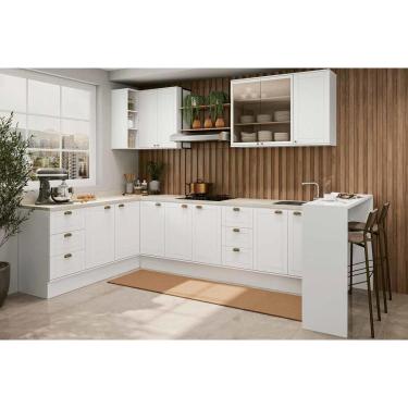 Imagem de Kit Cozinha Modulada 9 Peças Bella (2Aéreos+4Balcões+1Ilha+2Complementos)C9P48 Branco-Carraro