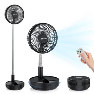 Imagem de Belife Ventilador portátil X8, recarregável de 7200 mAh, alimentado por bateria, ventilador de chão de mesa USB oscilante com controle remoto, ventilador telescópico dobrável para casa, quarto,