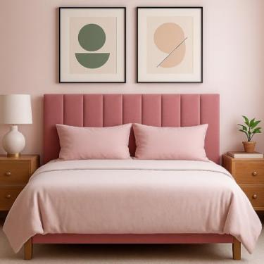 Imagem de Cabeceiras Cama Box Casal 140x60 – Módulos em Veludo – Instalação Sem Furos – Cor Areia Toque Macio e Visual Sofisticado