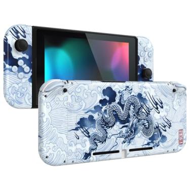Imagem de eXtremeRate Botões de substituição DIY para Nintendo Switch, placa traseira de dragão de porcelana para console Switch, caixa com conjunto completo de botões para controle portátil Joycon – Capa de