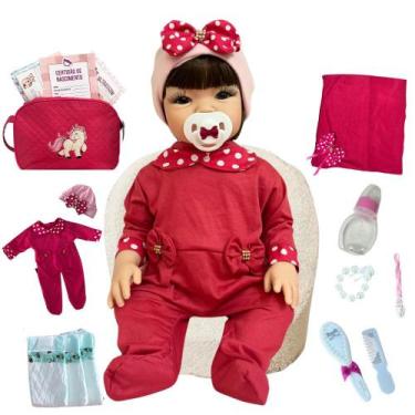 Imagem de Bebê Menina Reborn Verdade Realista Com Acessorios Cabelo Castanho - C