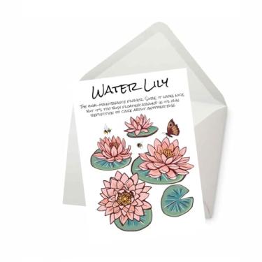 Imagem de PICTURE THIS PRINTS Flor de nascimento de lírio de água rude, cartão de felicitações com significado de flor de nascimento, cartão de aniversário sarcástico, desejos de aniversário de julho botânico