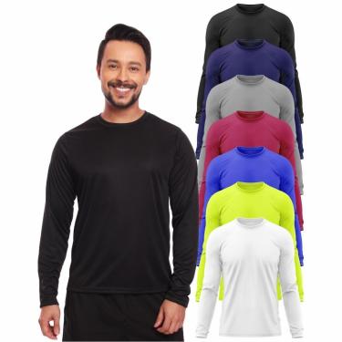 Imagem de Kit 7 Camisas Segunda Pele Proteção Solar Uv Térmica Corrida Bike-Masculino