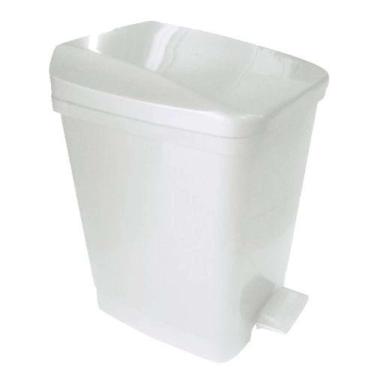 Imagem de Lixeira Plástica Quadrada 9 Litros Com Pedal Branco - Altura 28cm - Metasul