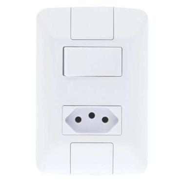 Imagem de Conjunto Interruptor Simples + Tomada 10a Linha Aria Tramontina Branco Modular Fixação Facilitada