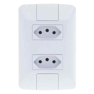 Imagem de Conjunto 2 Tomadas 20a Tramontina Linha Aria - Branco - Modular Fixação Parede Madeira