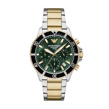Imagem de Relógio masculino Emporio World Explorer de aço inoxidável com cronógrafo movido a energia solar (modelo: AR11695)