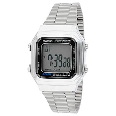 Imagem de Casio Relógio masculino de aço inoxidável iluminador A178WA-1A, Cinza, A178WA-1A
