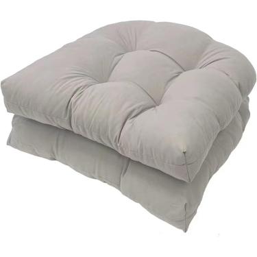 Imagem de Almofadas De Pátio Almofadas De Cadeira Ao Ar Livre Confortáveis Almofadas De Assento De Vime Para Jardim 18.9" X 18.9", Pacote Com 2, Light Grey, 48 * 48cm