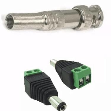 Imagem de Kit 100 Conector Bnc Mola e 100 P4 Macho Com Borne Câmera - Hamy