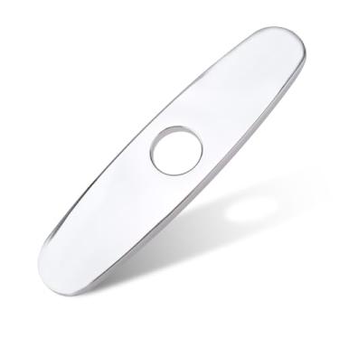 Imagem de Placa de convés de torneira de 25 cm, tampa de furo de pia de torneiras, placa de aço inoxidável, escudo para torneira de pia de cozinha ou banheiro de 1 ou 3 furos, redonda, cromada