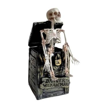 Imagem de Baoblaze Decoração elétrica de Halloween, lâmpada para decoração de jardim, luz vermelha interna e movimento para casa mal-assombrada, gramado externo, feriado, Esqueleto