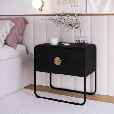 Imagem de Mesa de Cabeceira Orgânica 60cm com 2 Gavetas e Pés em Metal - Artesan