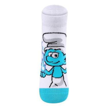 Imagem de Meia lupo cano curto personagem ref:14050 menina, Branco, Azul claro, 