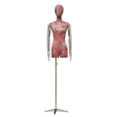 Imagem de Mannequin Manequim feminino destacável estilo chinês, torso ajustável em fibra de vidro e braços galvanizados, expositor de roupas para loja(Red1)