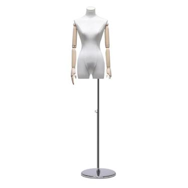 Imagem de Mannequin Manequim feminino com suporte removível para vestido, modelo de costura, 61-77" com base de metal ajustável para exibição de roupas(Black)