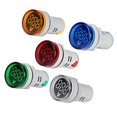 Imagem de DYNWAVE 5x Mini Voltímetro Digital Redondo AC 12-500 V Voltímetro LED Indicador Luminoso