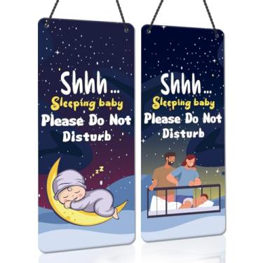 Imagem de Placa de dormir de bebê para porta da frente - 1 pacote "Please Do Not Disturb Door Signs" Do Not Knock or Ring Placa de dormir para bebês recém-nascidos presentes para berçário em casa, quarto de