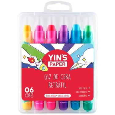 Imagem de Giz de cera retrátil 6 cores clássicas - YINS BRASIL