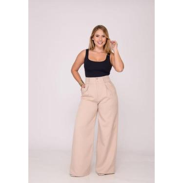 Imagem de Calça Feminina Alfaiataria Bege - Genérico, Bege, GG