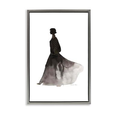 Imagem de Stupell Industries Capa de parede com silhueta dourada emoldurada cinza flutuante, design de arte de parede por Simone Elum, 78 x 53 cm