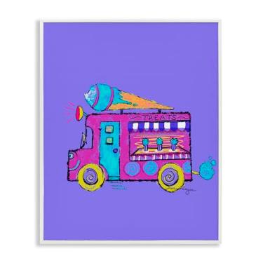 Imagem de Stupell Industries Design de arte giclée emoldurado de caminhão de sorvete roxo vibrante por Susan Lugar, 35,5 x 28,5 cm