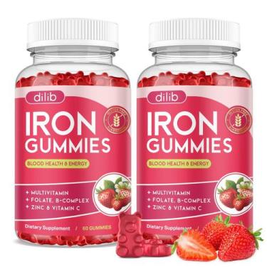 Imagem de Pacote de 2 Iron Gummies dilib de 120 quilates com multivitamínico par