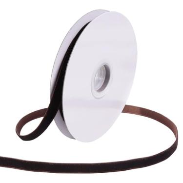Imagem de Loomesh Fita de veludo de café para embrulho de presente, fita de veludo vintage de tecido fino de rosto único de 0,9 cm para artesanato, cabelo, guirlanda de casamento, decorações de árvore de Natal