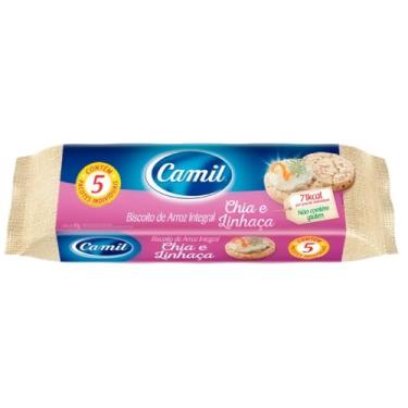 Imagem de BISCOITO DE ARROZ INTEGRAL C/CHIA LINHACA UNIDOSE 90G CAMIL