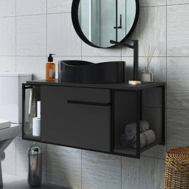 Imagem de Gabinete Banheiro Sem Cuba Armário Lavabo Porta Toalha