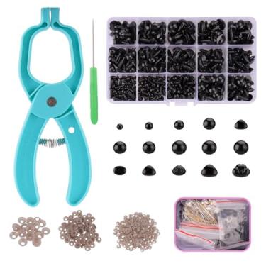 Imagem de Kit de olhos de segurança com ferramenta auxiliar para Amigurumi, 420 peças de bichos de pelúcia de crochê profissional, olhos e narizes para artesanato DIY (tamanho de 5 a 15 mm)