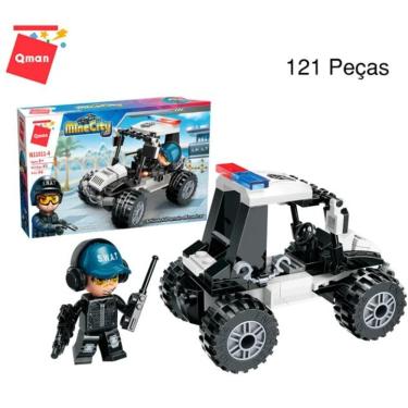 Imagem de Bloco de Montar Qman Kit 4 caixas Set Polícial em Ação Mine City