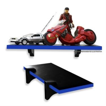 Imagem de Prateleira 55cm MDF Preto Decorativa Gamer Multiuso Livros Jogos - Qua