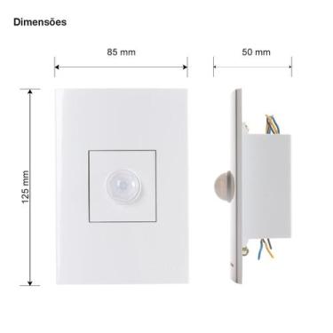 Imagem de Sensor de Presença Embutir Parede 4x2 Com Fotocelula Sleek - MarGirius