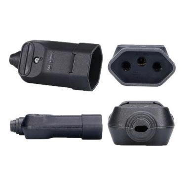 Imagem de 10 Tomada Plug Fêmea 3 Pinos 20a Prensa Cabos Preto - MARGIRIUS