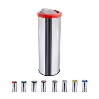 Imagem de Lixeira Inox Com Tampa Basculante Flip-top 30 Litros Cesto De Lixo - C