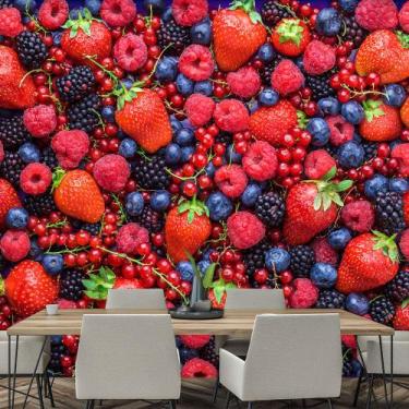Imagem de Papel de Parede Frutas Vermelhas Suco Saúde Sala Painel - 153pcp - All