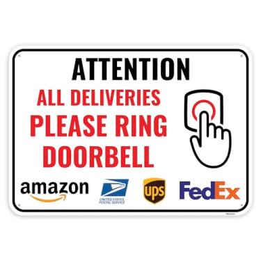Imagem de 1 peça Deliveries Please Ring Doorbell, 25 x 18 cm - Alumínio - Campainha de porta de anel para assistência de serviço