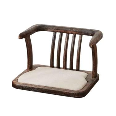 Imagem de Cadeira de chão portátil, estilo japonês, cadeiras sem pernas de madeira maciça, cadeira de chão para sentar no chão, assento de cadeira de meditação com almofada para sala de estar, varanda, cadeiras